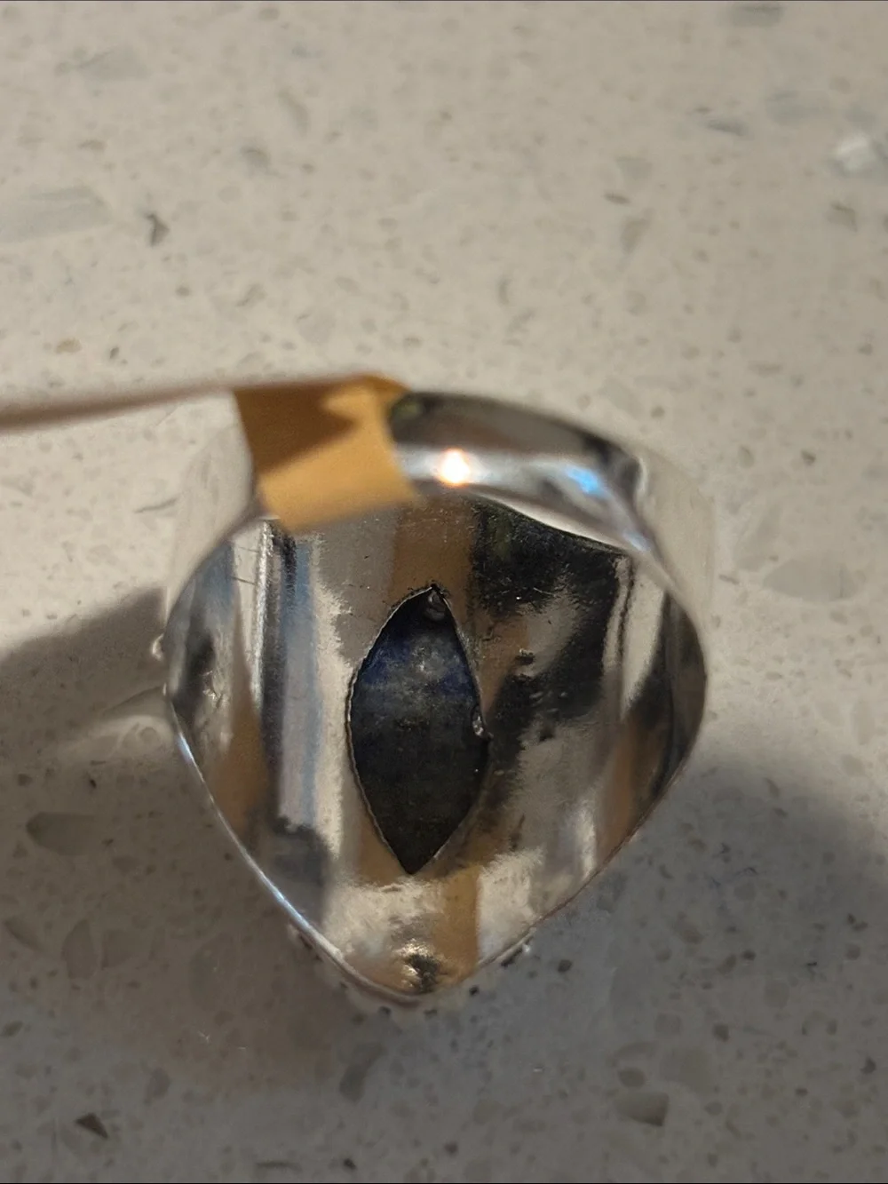 Lapis Marquise Silver Statement Ring Size 9.25